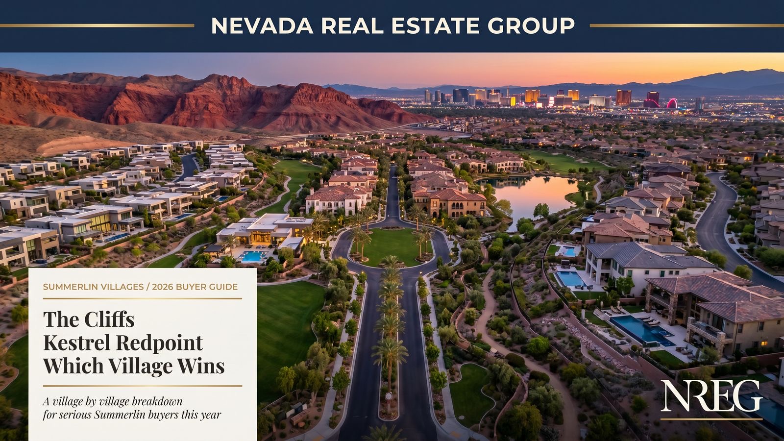 Aerial view of The Cliffs, Kestrel, and Redpoint villages in Summerlin Las Vegas 2026